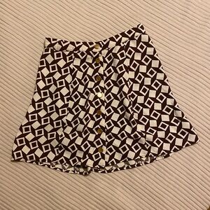 Reformation Black and White Geometric Button-Front Skater Skirt